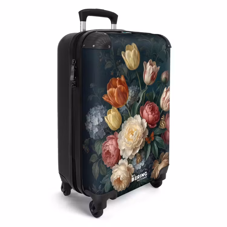 Koffer - Blumen – Blumenstrauß – Natur – Klassisch – Dunkel - Bloemen - Boeket - Natuur - Klassiek - Donker NBS - Handbagage koffer - Vrouwen middel