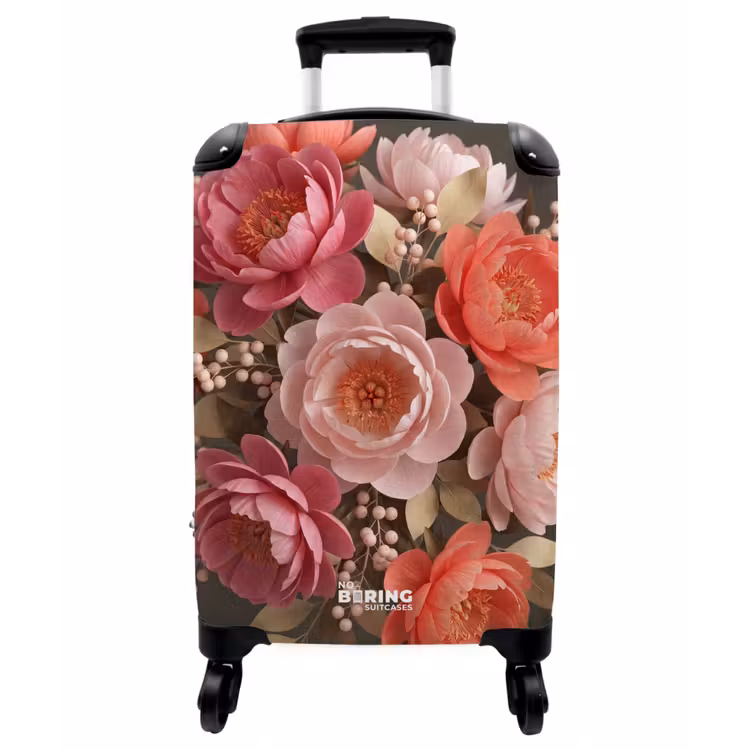 Koffer - Blumen – Blüten – Zart – Koralle – Dekoration - Bloemen - Bloesem - Zacht - Koraal - Decoratie NBS - Handbagage koffer - Vrouwen middel