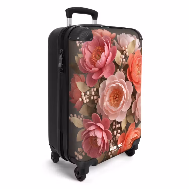 Koffer - Blumen – Blüten – Zart – Koralle – Dekoration - Bloemen - Bloesem - Zacht - Koraal - Decoratie NBS - Handbagage koffer - Vrouwen middel
