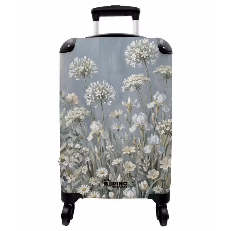 Koffer - Blumen – Botanik – Blau - Bloemen - Botanisch - Blauw NBS - Handbagage koffer - Vrouwen middel
