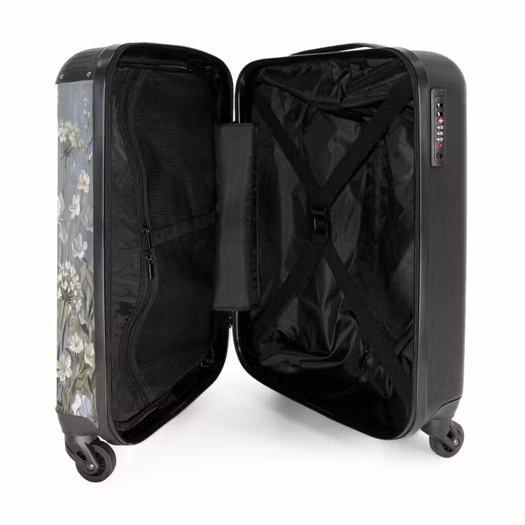 Koffer - Blumen – Botanik – Blau - Bloemen - Botanisch - Blauw NBS - Handbagage koffer - Vrouwen middel