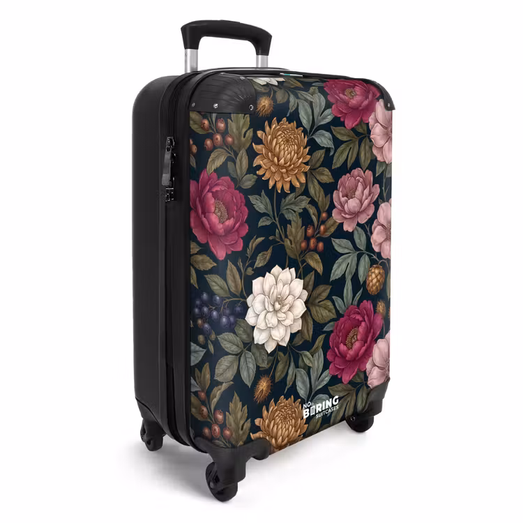 Koffer - Blumen – Botanik – Illustration – Dunkel – Vintage - Bloemen - Botanisch - Illustratie - Donker - Vintage NBS - Handbagage koffer - Vrouwen middel