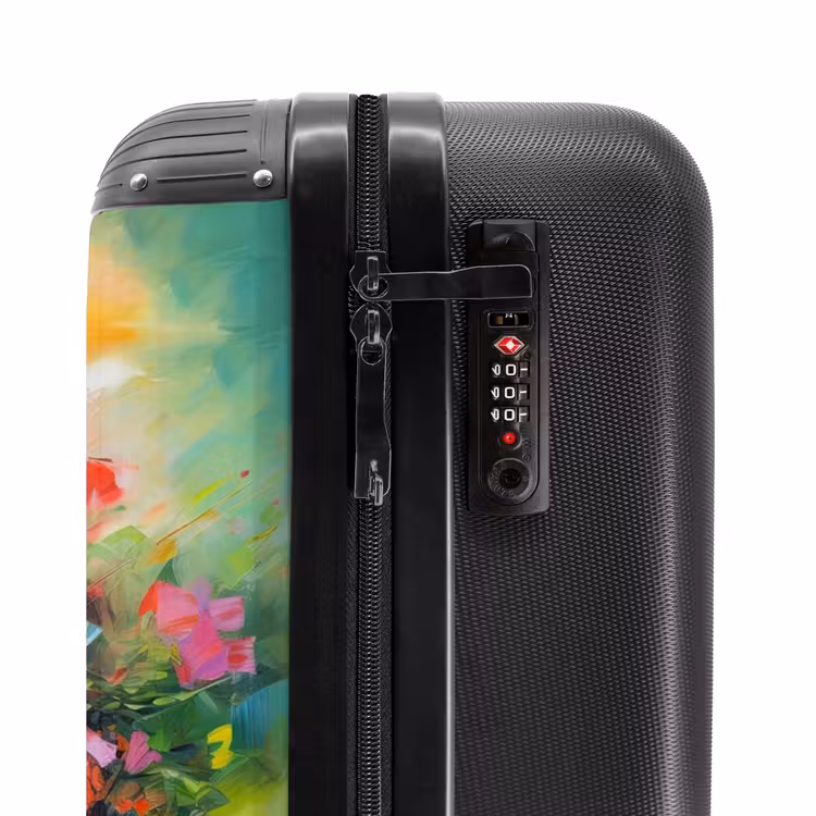 Bloemen - Kleurrijk - Bloempot - Olieverf NBS - Handbagage koffer - Unisex middel -slot