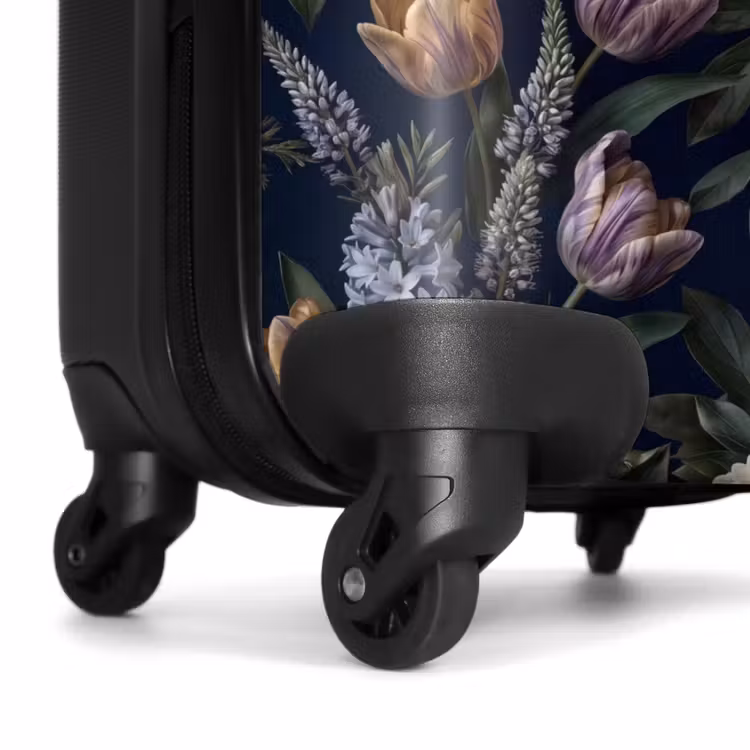 Koffer - Blumen – Dunkel – Elegant – Natur – Weiß - Bloemen - Donker - Elegant - Natuur - Wit NBS - Handbagage koffer - Vrouwen middel