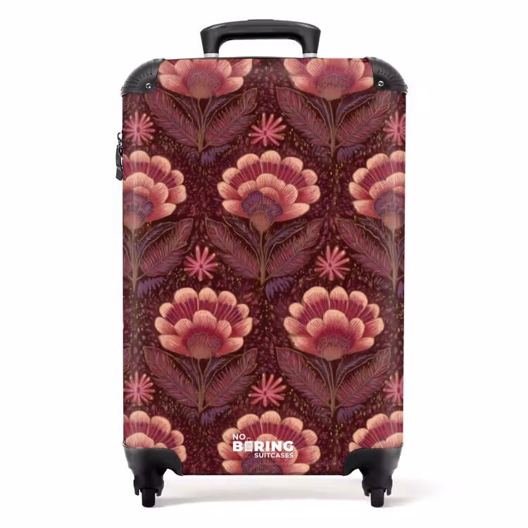 Bloemen - Waaier - Paars NBS - Handbagage koffer - Volwassenen Unisex middel -productfoto_recht