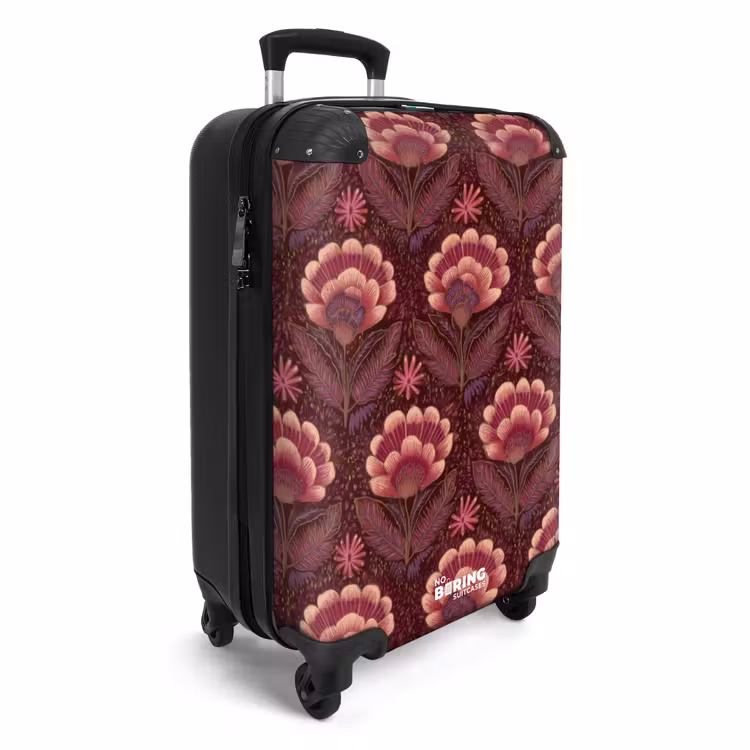 Bloemen - Waaier - Paars NBS - Handbagage koffer - Volwassenen Unisex middel -productfoto_3d