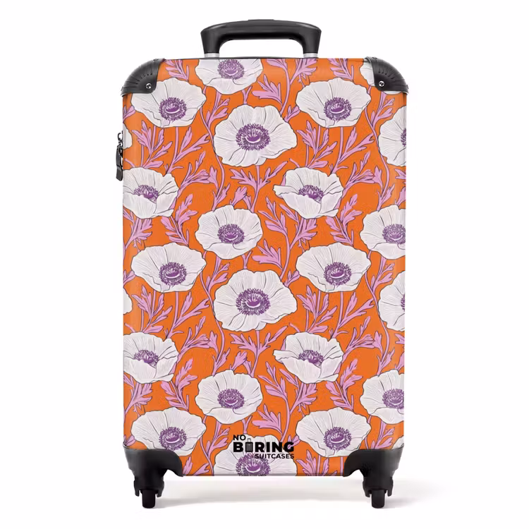 Bloemen - Grafisch - Oranje NBS - Handbagage koffer - Volwassenen Unisex middel -productfoto_recht