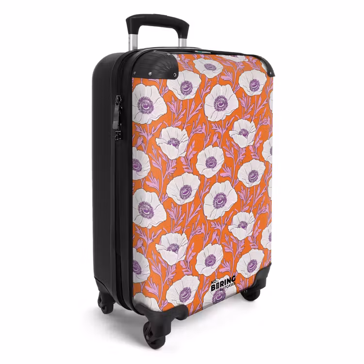 Bloemen - Grafisch - Oranje NBS - Handbagage koffer - Volwassenen Unisex middel -productfoto_3d