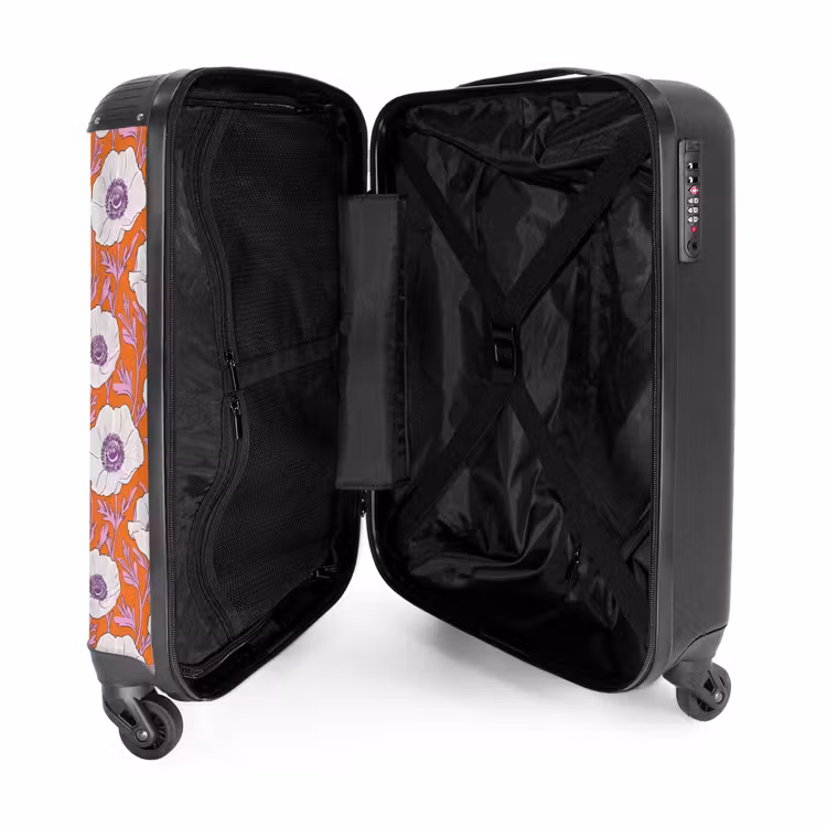 Bloemen - Grafisch - Oranje NBS - Handbagage koffer - Volwassenen Unisex middel -binnenkant