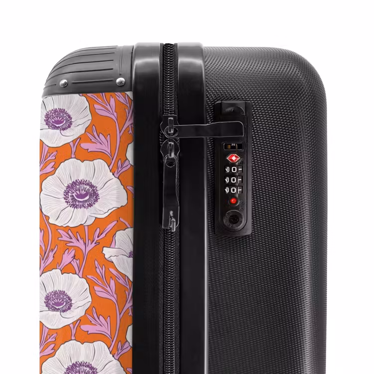 Bloemen - Grafisch - Oranje NBS - Handbagage koffer - Volwassenen Unisex middel -slot