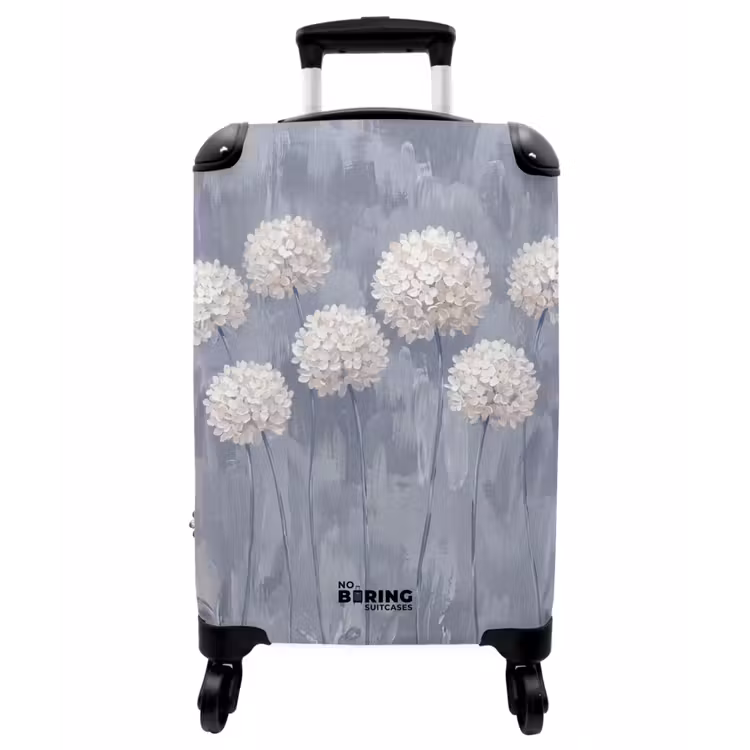 Koffer - Blumen – Illustration – Blau - Bloemen - Illustratie - Blauw NBS - Handbagage koffer - Vrouwen middel