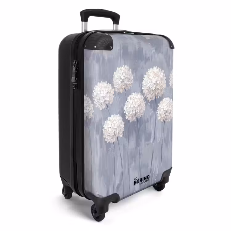 Koffer - Blumen – Illustration – Blau - Bloemen - Illustratie - Blauw NBS - Handbagage koffer - Vrouwen middel