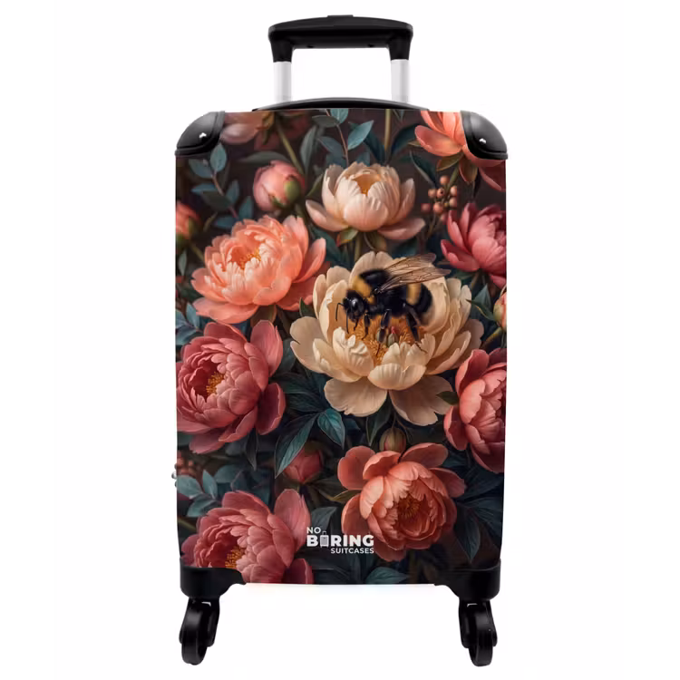 Koffer - Blumen – Insekten – Natur – Rosa - Bloemen - Insect - Natuur - Roze NBS - Handbagage koffer - Vrouwen middel