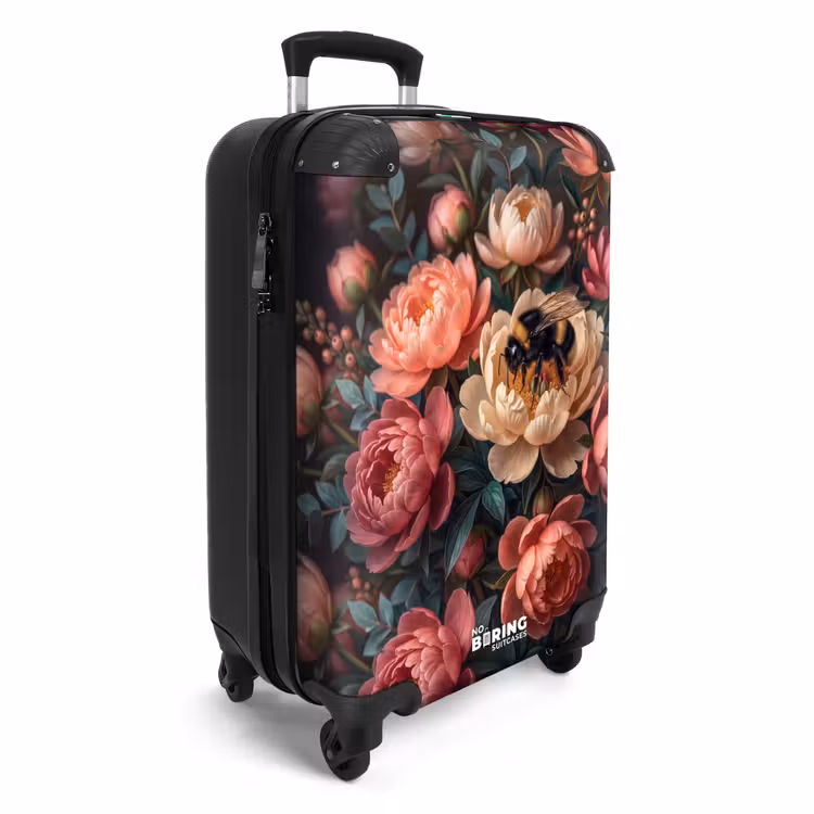 Koffer - Blumen – Insekten – Natur – Rosa - Bloemen - Insect - Natuur - Roze NBS - Handbagage koffer - Vrouwen middel