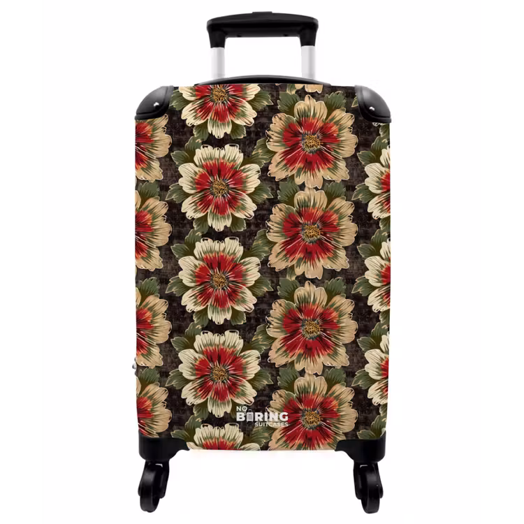 Koffer - Blumen – Klassisch – Muster – Rot - Bloemen - Klassiek - Patroon - Rood NBS - Handbagage koffer - Vrouwen middel