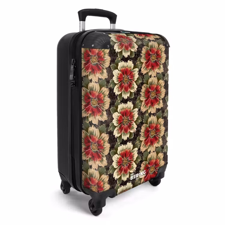 Koffer - Blumen – Klassisch – Muster – Rot - Bloemen - Klassiek - Patroon - Rood NBS - Handbagage koffer - Vrouwen middel