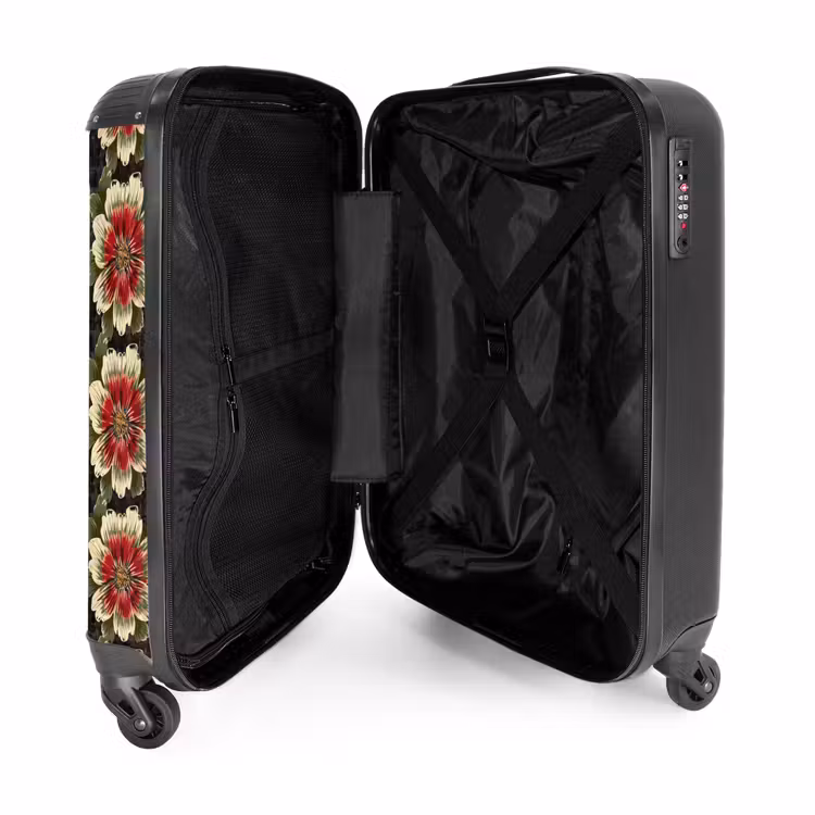 Koffer - Blumen – Klassisch – Muster – Rot - Bloemen - Klassiek - Patroon - Rood NBS - Handbagage koffer - Vrouwen middel