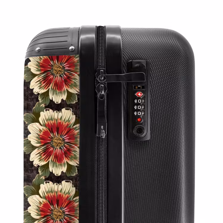 Koffer - Blumen – Klassisch – Muster – Rot - Bloemen - Klassiek - Patroon - Rood NBS - Handbagage koffer - Vrouwen middel