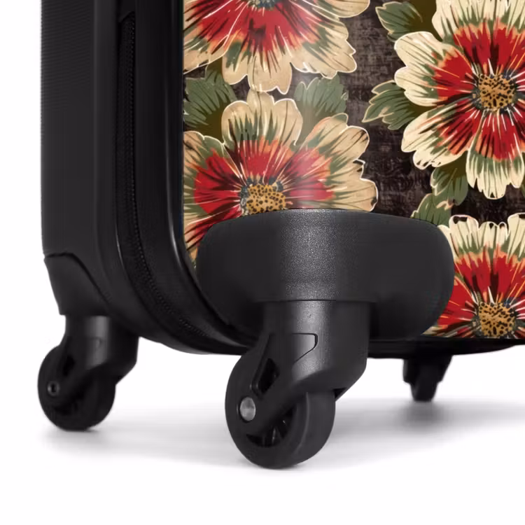 Koffer - Blumen – Klassisch – Muster – Rot - Bloemen - Klassiek - Patroon - Rood NBS - Handbagage koffer - Vrouwen middel