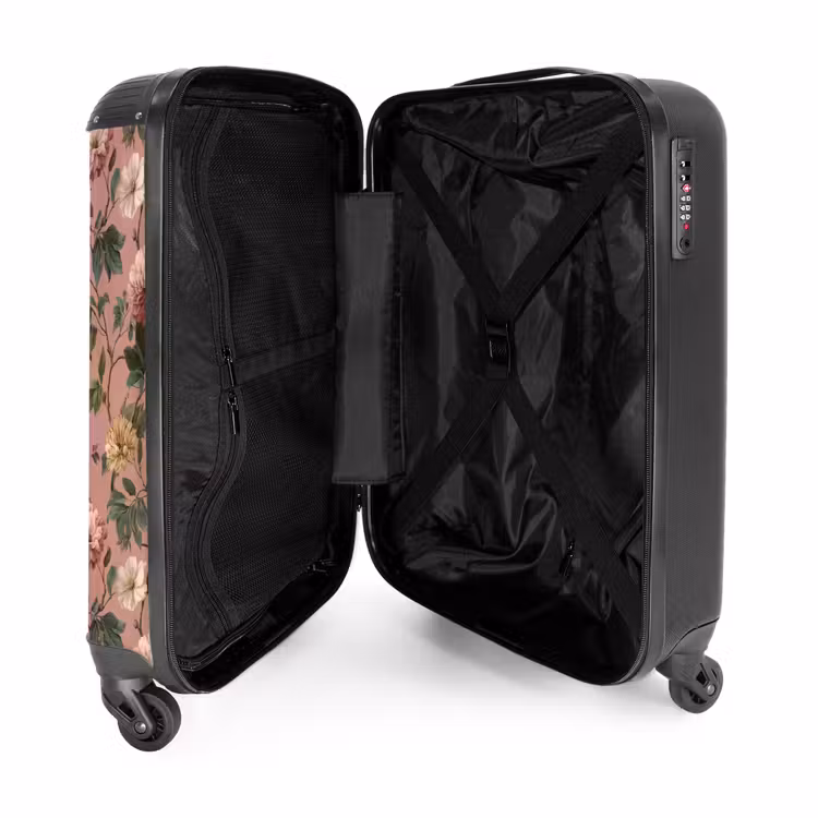 Bloemen - Klassiek - Roze NBS - Handbagage koffer - Volwassenen Unisex middel -binnenkant