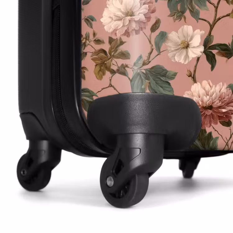 Bloemen - Klassiek - Roze NBS - Handbagage koffer - Volwassenen Unisex middel -wiel