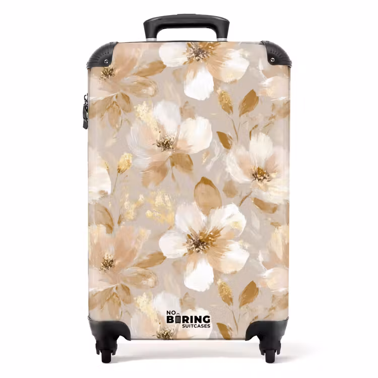 Bloemen - artistiek - Goud NBS - Handbagage koffer - Volwassenen Unisex middel -productfoto_recht