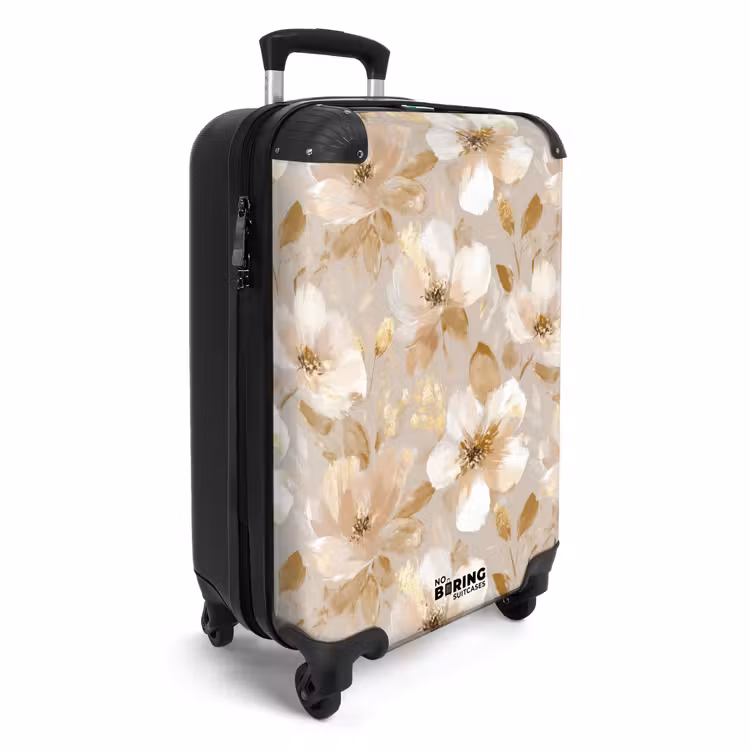 Bloemen - artistiek - Goud NBS - Handbagage koffer - Volwassenen Unisex middel -productfoto_3d