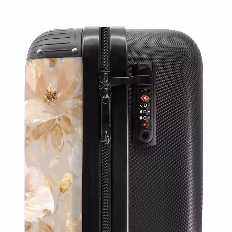 Bloemen - artistiek - Goud NBS - Handbagage koffer - Volwassenen Unisex middel -slot