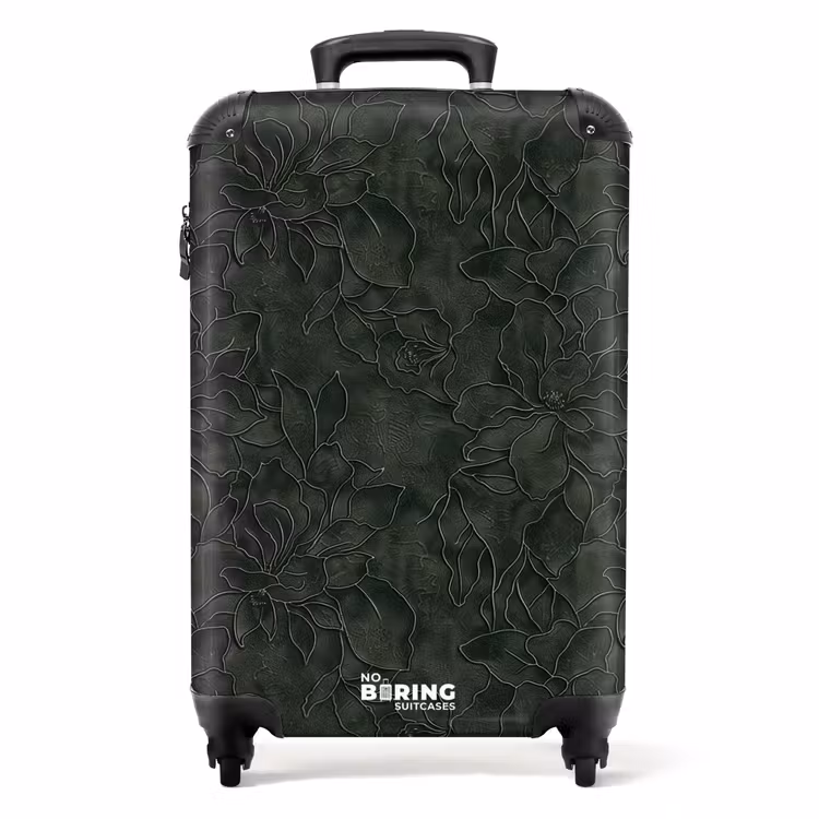 Koffer - Blumen - Linien - Grün - Bloemen - Lijnen - Groen NBS - Handbagage koffer - Volwassenen Unisex middel
