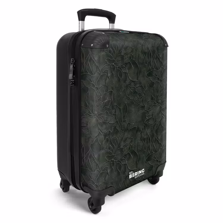 Koffer - Blumen - Linien - Grün - Bloemen - Lijnen - Groen NBS - Handbagage koffer - Volwassenen Unisex middel