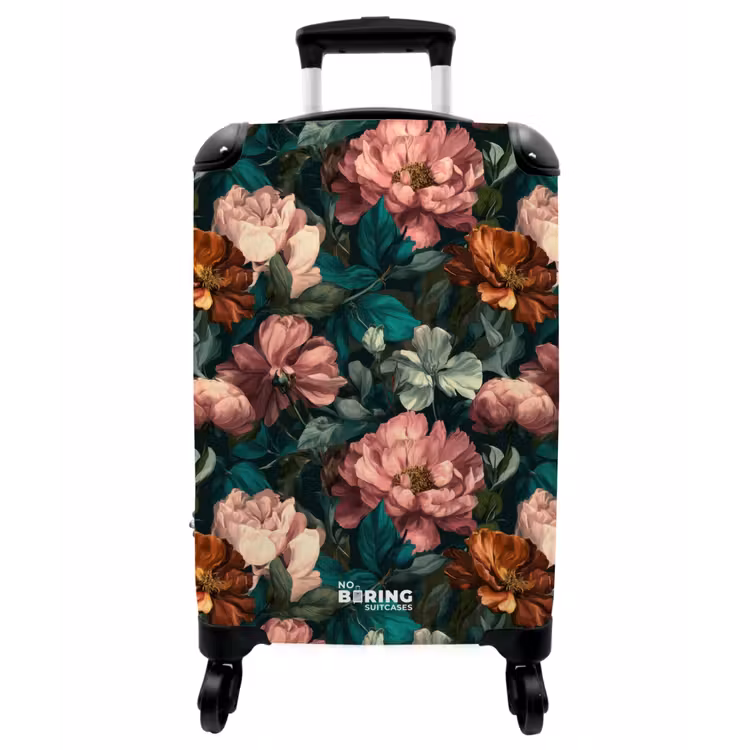Koffer - Blumen – Malerisch – Muster – Rosa - Bloemen - Schilderachtig - Patroon - Roze NBS - Handbagage koffer - Vrouwen middel