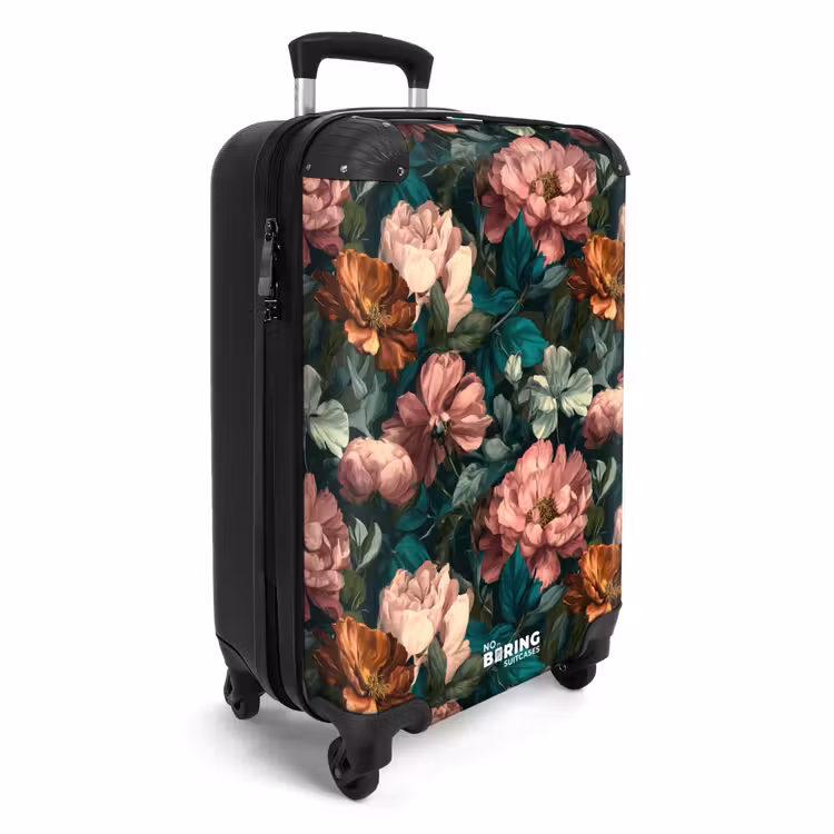 Koffer - Blumen – Malerisch – Muster – Rosa - Bloemen - Schilderachtig - Patroon - Roze NBS - Handbagage koffer - Vrouwen middel
