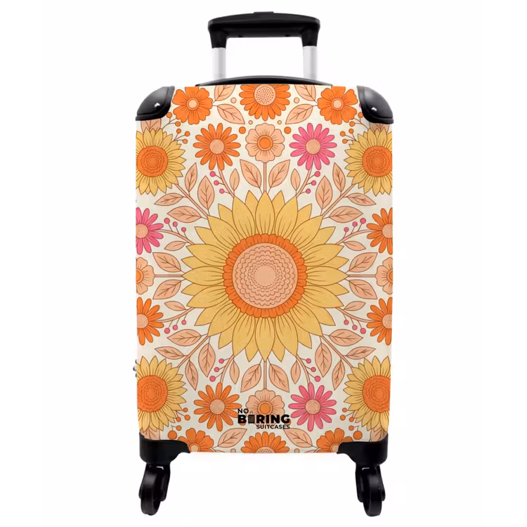 Koffer - Blumen – Mandala – Muster – Bunt - Bloemen - Mandala - Patroon - Kleurrijk NBS - Handbagage koffer - Vrouwen middel