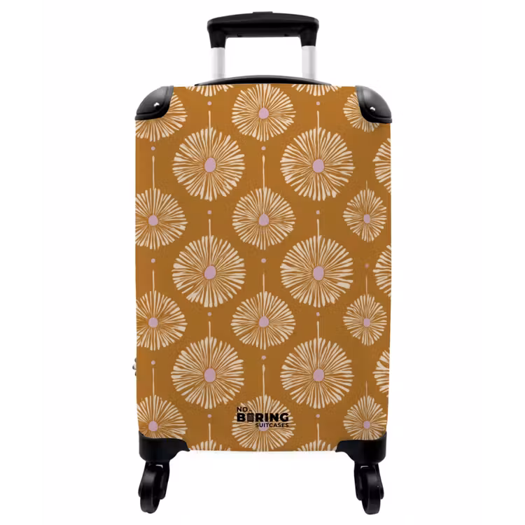 Koffer - Blumen – Modern – Ocker - Bloemen - Modern - Oker NBS - Handbagage koffer - Vrouwen middel
