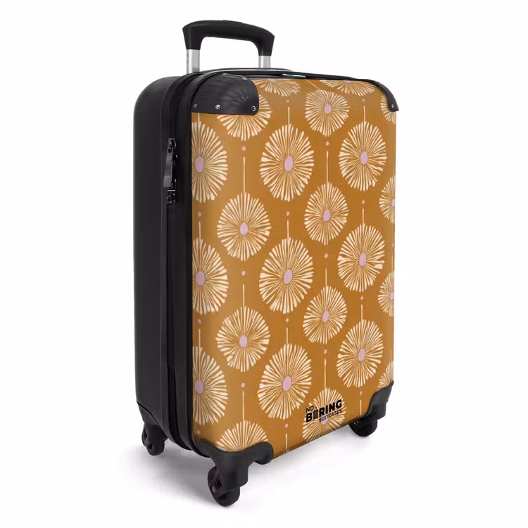 Koffer - Blumen – Modern – Ocker - Bloemen - Modern - Oker NBS - Handbagage koffer - Vrouwen middel