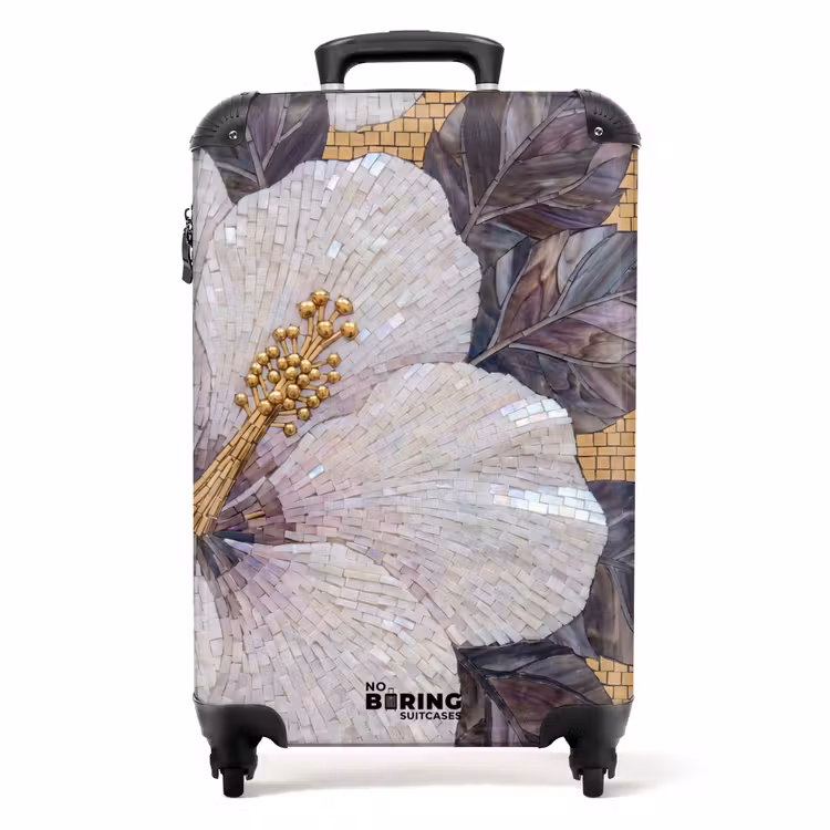 Koffer - Blumen – Mosaik – Kunst – Modern – Gold - Bloemen - Mozaïek - Kunst - Modern - Goud NBS - Handbagage koffer - Volwassenen Unisex middel