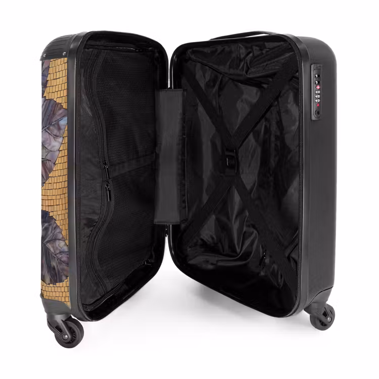 Koffer - Blumen – Mosaik – Kunst – Modern – Gold - Bloemen - Mozaïek - Kunst - Modern - Goud NBS - Handbagage koffer - Volwassenen Unisex middel