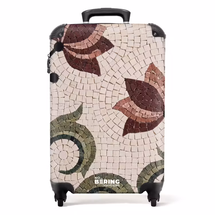 Koffer - Blumen – Mosaik – Muster – Abstrakt – Grün - Bloemen - Mozaïek - Patroon - Abstract - Groen NBS - Handbagage koffer - Volwassenen Unisex middel