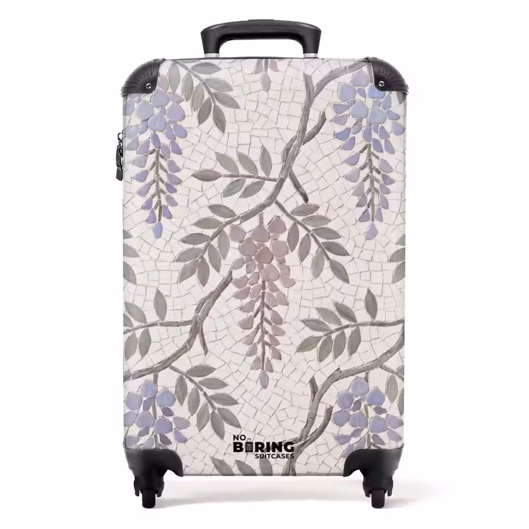 Koffer - Blumen – Mosaik – Natur – Muster – Lila - Bloemen - Mozaïek - Natuur - Patroon - Paars NBS - Handbagage koffer - Volwassenen Unisex middel