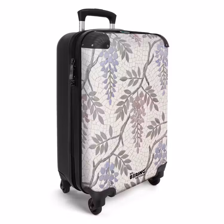 Koffer - Blumen – Mosaik – Natur – Muster – Lila - Bloemen - Mozaïek - Natuur - Patroon - Paars NBS - Handbagage koffer - Volwassenen Unisex middel