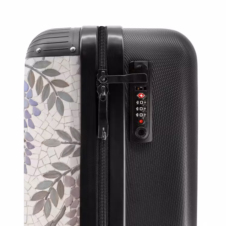 Koffer - Blumen – Mosaik – Natur – Muster – Lila - Bloemen - Mozaïek - Natuur - Patroon - Paars NBS - Handbagage koffer - Volwassenen Unisex middel