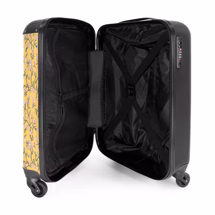 Bloemen - Motief - Geel NBS - Handbagage koffer - Volwassenen Unisex middel -binnenkant