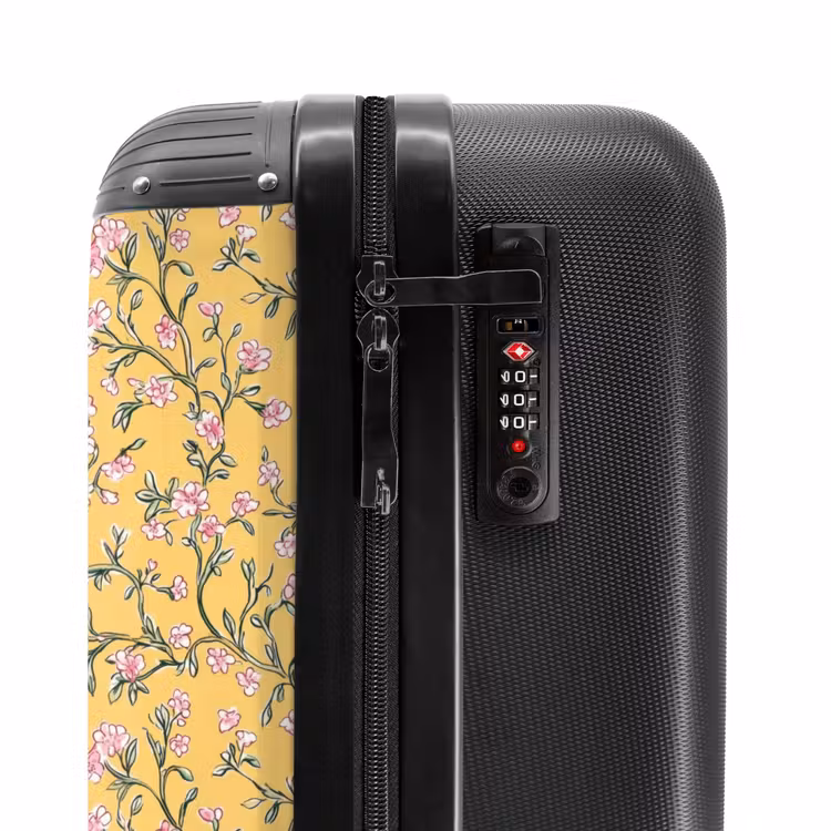 Bloemen - Motief - Geel NBS - Handbagage koffer - Volwassenen Unisex middel -slot