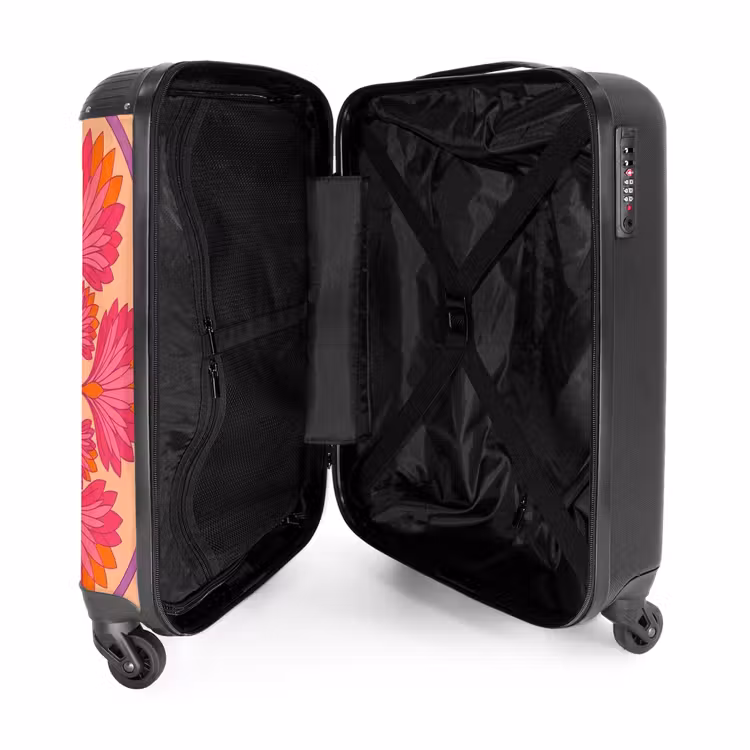 Koffer - Blumen – Muster – Abstrakt – Rosa – Dekorativ - Bloemen - Patroon - Abstract - Roze - Decoratief NBS - Handbagage koffer - Vrouwen middel
