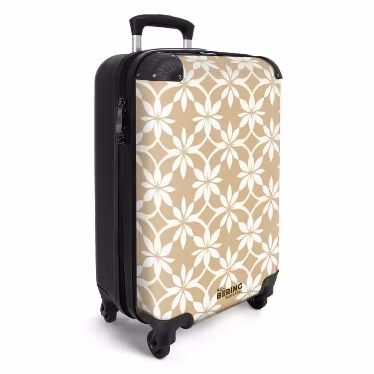 Bloemen - Patroon - Beige NBS - Handbagage koffer - Volwassenen Unisex middel -productfoto_3d