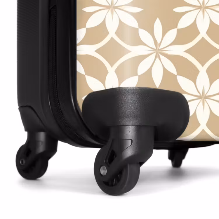 Bloemen - Patroon - Beige NBS - Handbagage koffer - Volwassenen Unisex middel -wiel