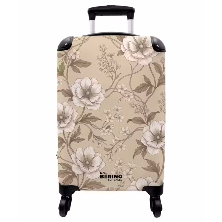 Koffer - Blumen – Muster – Beige - Bloemen - Patroon - Beige NBS - Handbagage koffer - Vrouwen middel