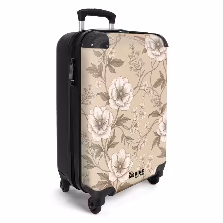 Koffer - Blumen – Muster – Beige - Bloemen - Patroon - Beige NBS - Handbagage koffer - Vrouwen middel