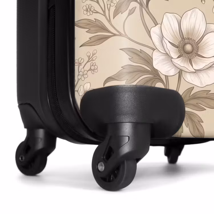 Koffer - Blumen – Muster – Beige - Bloemen - Patroon - Beige NBS - Handbagage koffer - Vrouwen middel