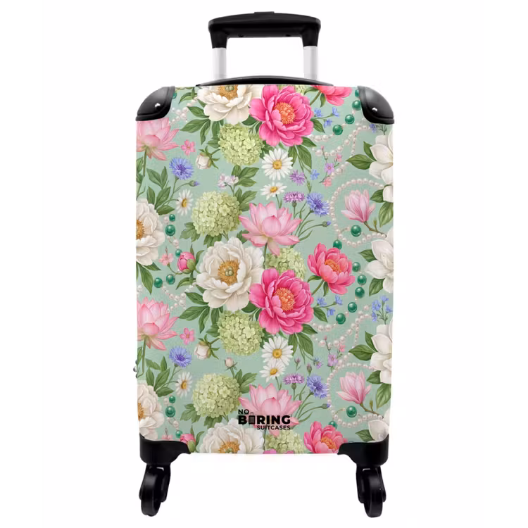 Koffer - Blumen – Muster – Botanisch – Grün - Bloemen - Patroon - Botanisch - Groen NBS - Handbagage koffer - Vrouwen middel